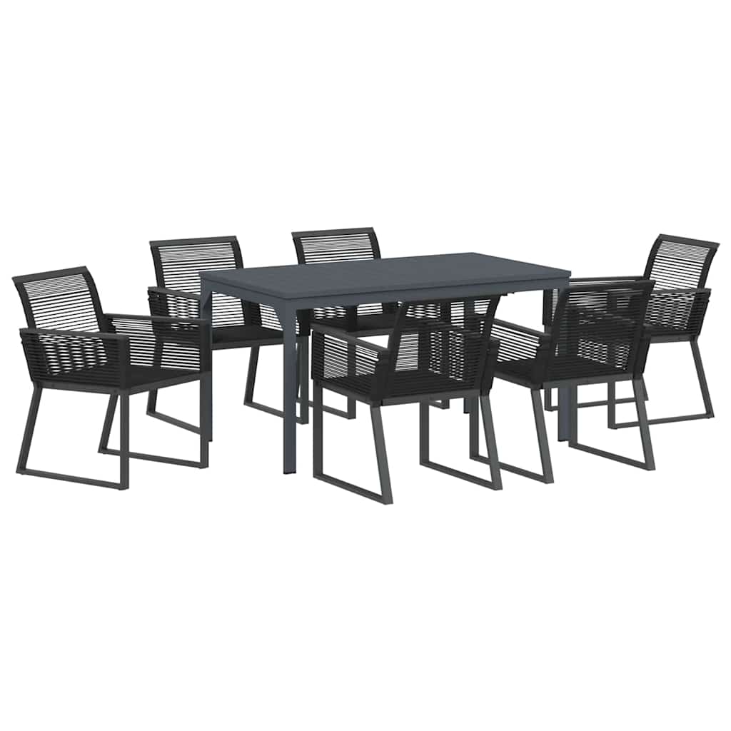 Set da Pranzo per Giardino 7 pcs Nero - homemem39