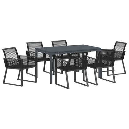 Set da Pranzo per Giardino 7 pcs Nero - homemem39