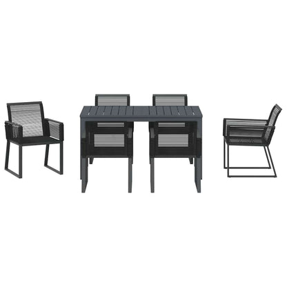 Set da Pranzo per Giardino 7 pcs Nero - homemem39