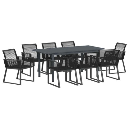 Set da Pranzo per Giardino 9 pcs Nero - homemem39