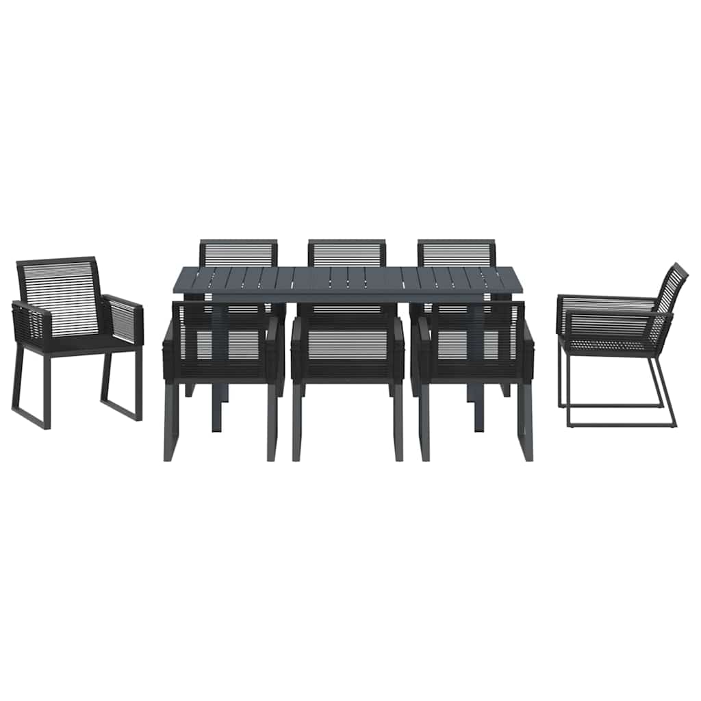Set da Pranzo per Giardino 9 pcs Nero - homemem39