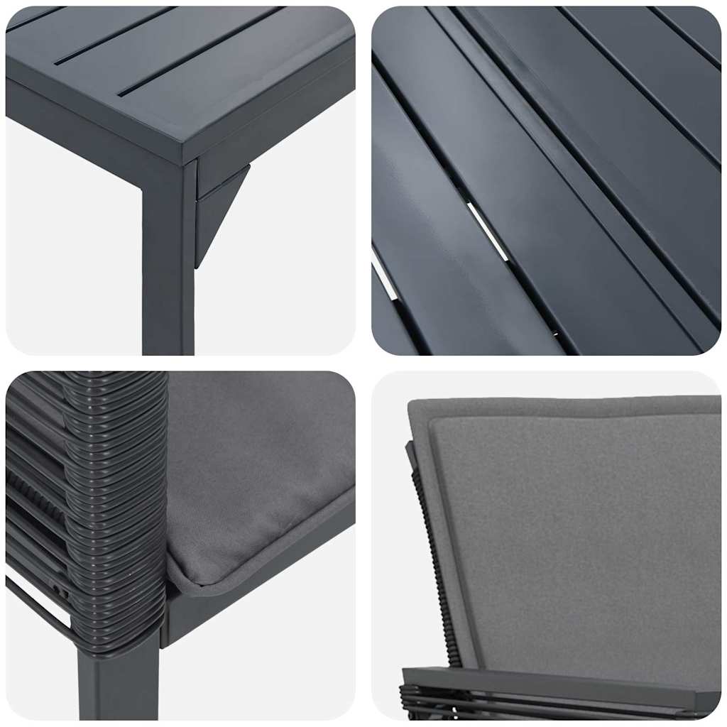 Set da Pranzo per Giardino 7 pcs Antracite polyrattan | homemem39