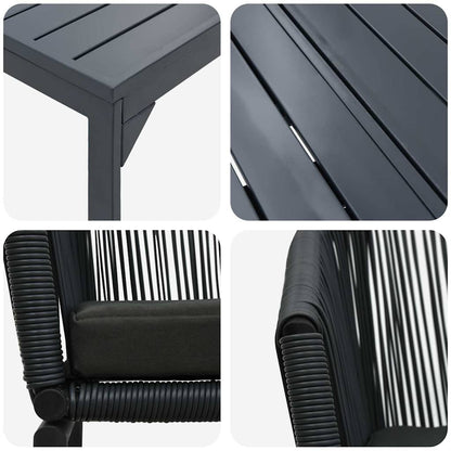 Set da Pranzo per Giardino 7 pcs Nero Poly Rattan - homemem39