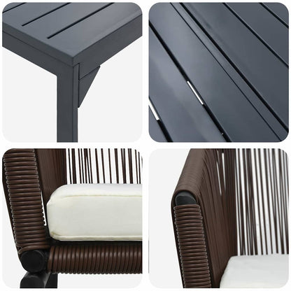 Set da Pranzo per Giardino 7 pcs Marrone Poly Rattan - homemem39