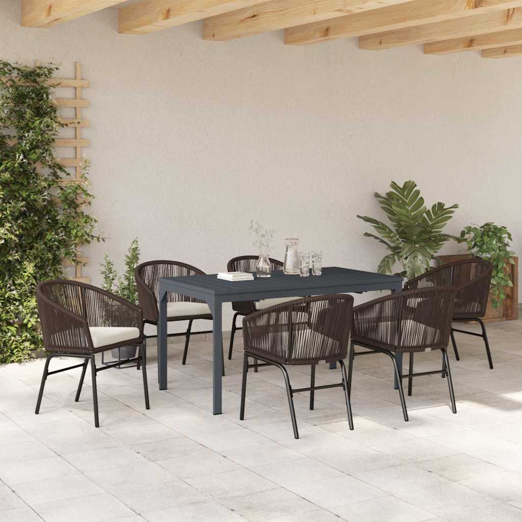 Set da Pranzo per Giardino 7 pcs Marrone Poly Rattan - homemem39
