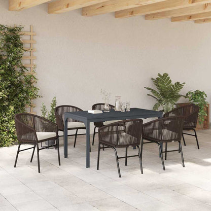 Set da Pranzo per Giardino 7 pcs Marrone Poly Rattan - homemem39