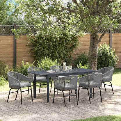 Set da Pranzo per Giardino 7 pcs Grigio Poly Rattan - homemem39