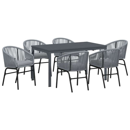 Set da Pranzo per Giardino 7 pcs Grigio Poly Rattan - homemem39