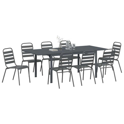 Set da Pranzo per Giardino 9 pcs Antracite Acciaio - homemem39