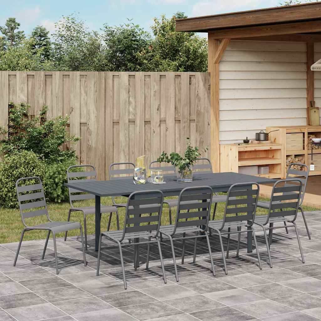 Set da Pranzo per Giardino 11 pcs Antracite Acciaio - homemem39