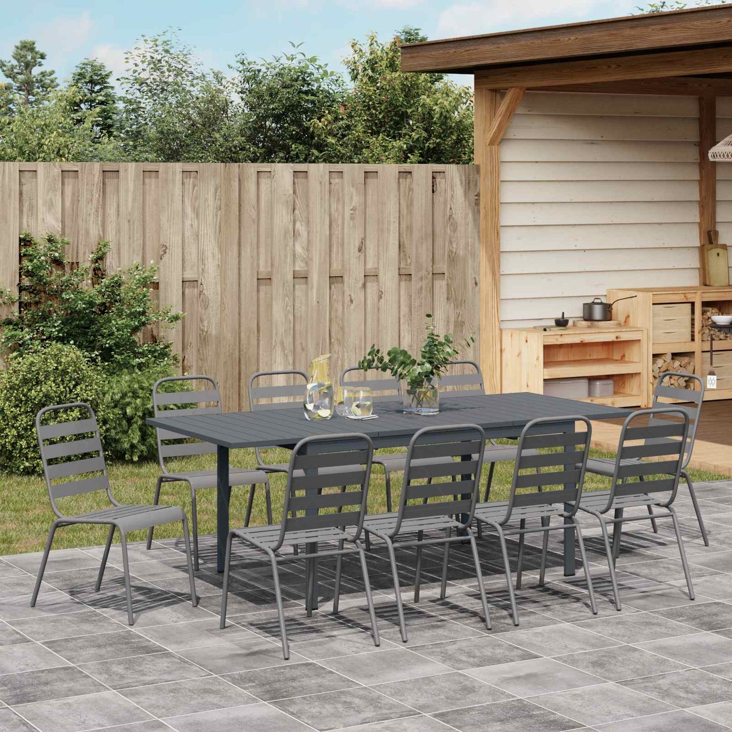 Set da Pranzo per Giardino 11 pcs Antracite