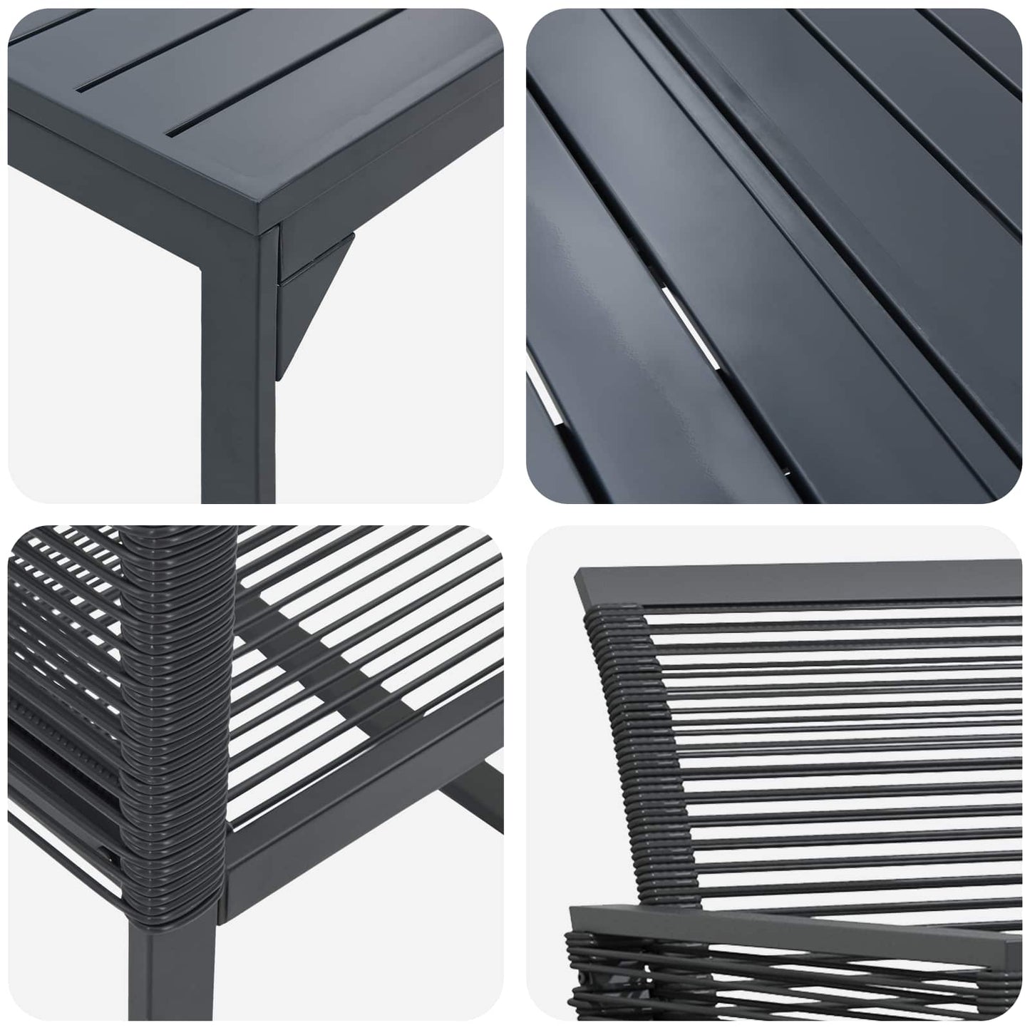 Set da Pranzo per Giardino 9 pcs Nero polyrattan | homemem39