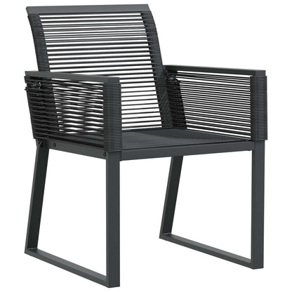 Set da Pranzo per Giardino 9 pcs Nero polyrattan