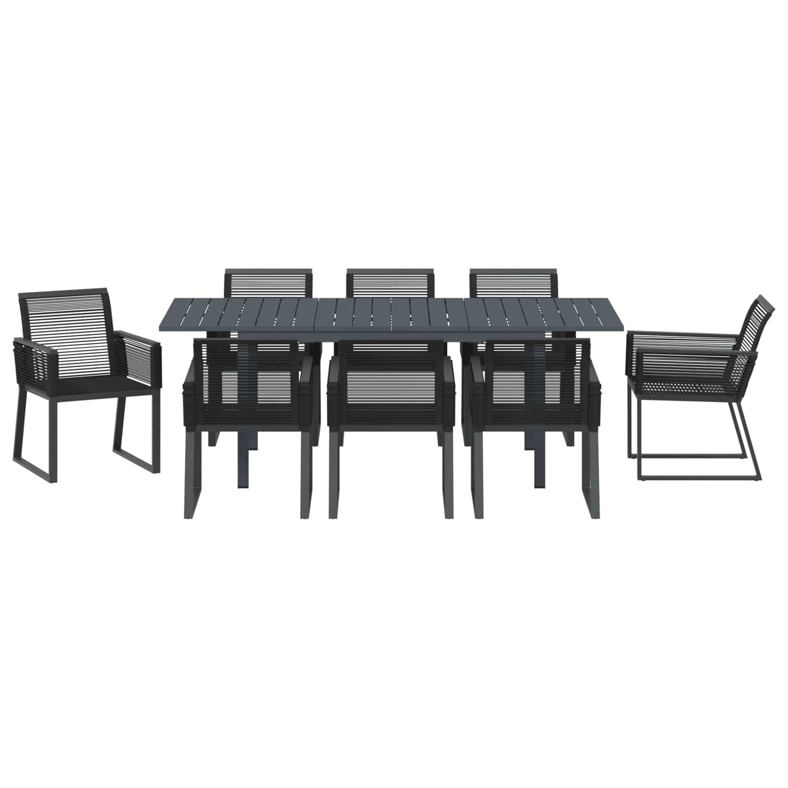 Set da Pranzo per Giardino 9 pcs Nero polyrattan | homemem39