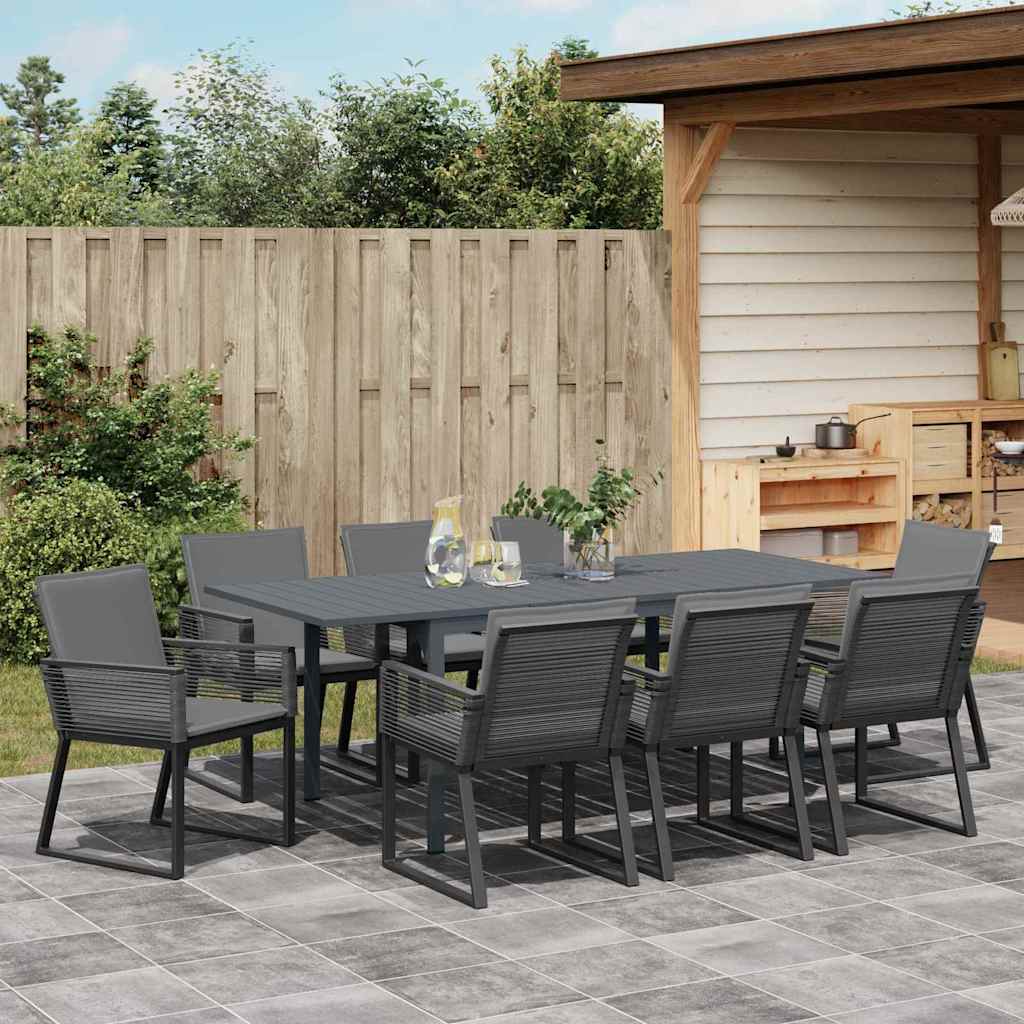 Set da Pranzo per Giardino 9 pcs Nero Poly Rattan - homemem39