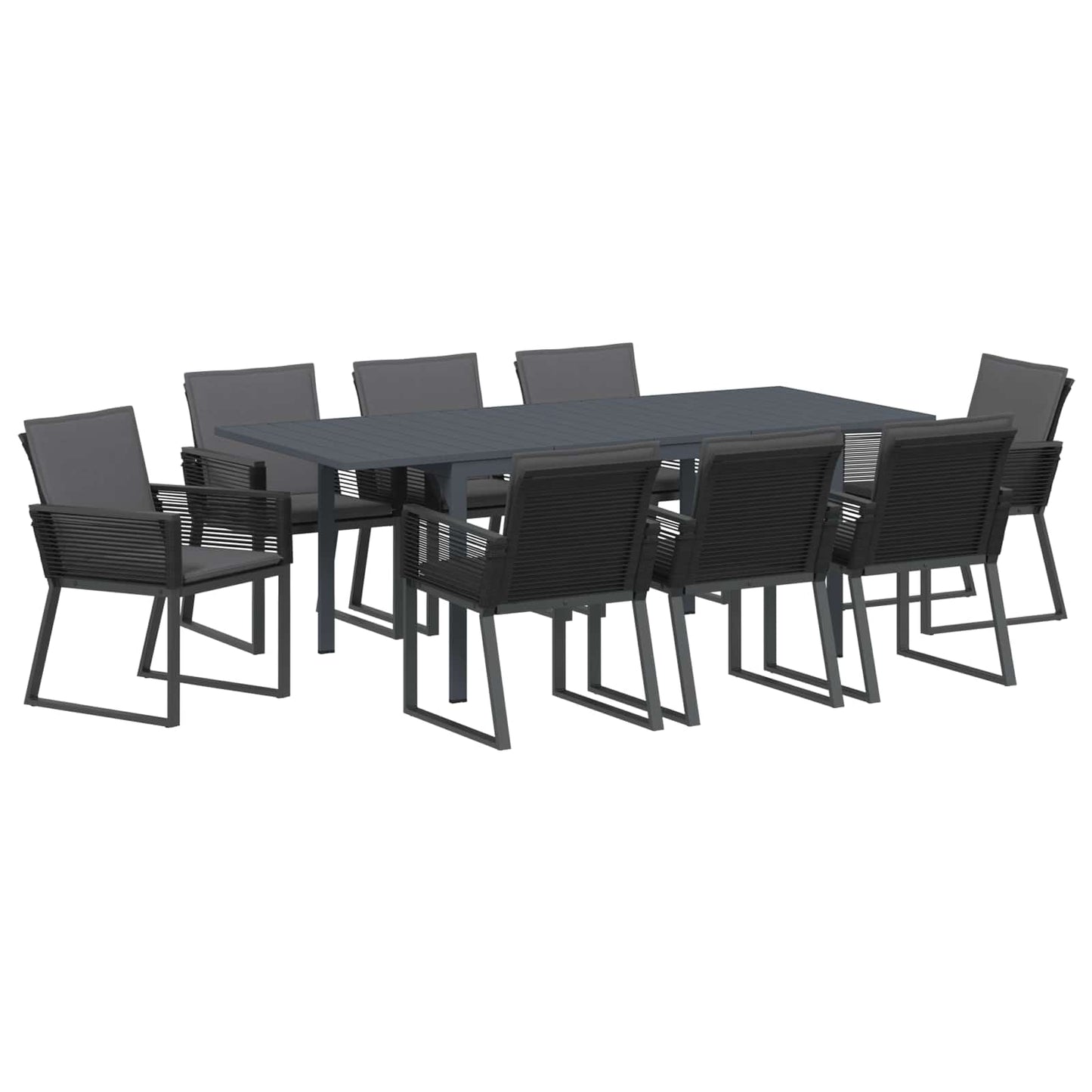 Set da Pranzo per Giardino 9 pcs Nero polyrattan | homemem39