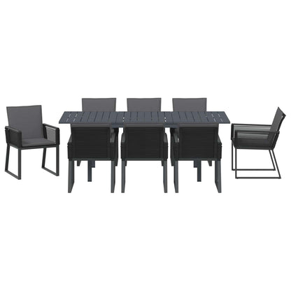 Set da Pranzo per Giardino 9 pcs Nero polyrattan | homemem39