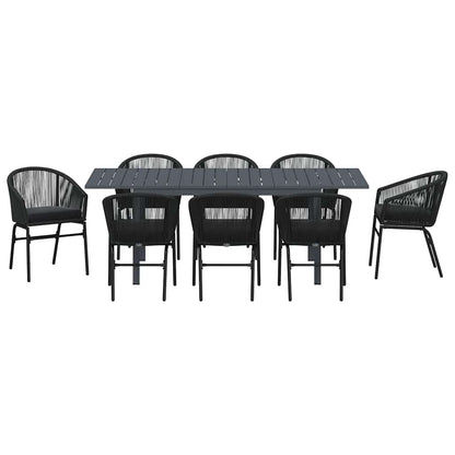 Set da Pranzo per Giardino 9 pcs Nero Poly Rattan - homemem39