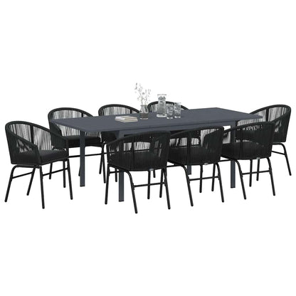 Set da Pranzo per Giardino 9 pcs Nero Poly Rattan - homemem39