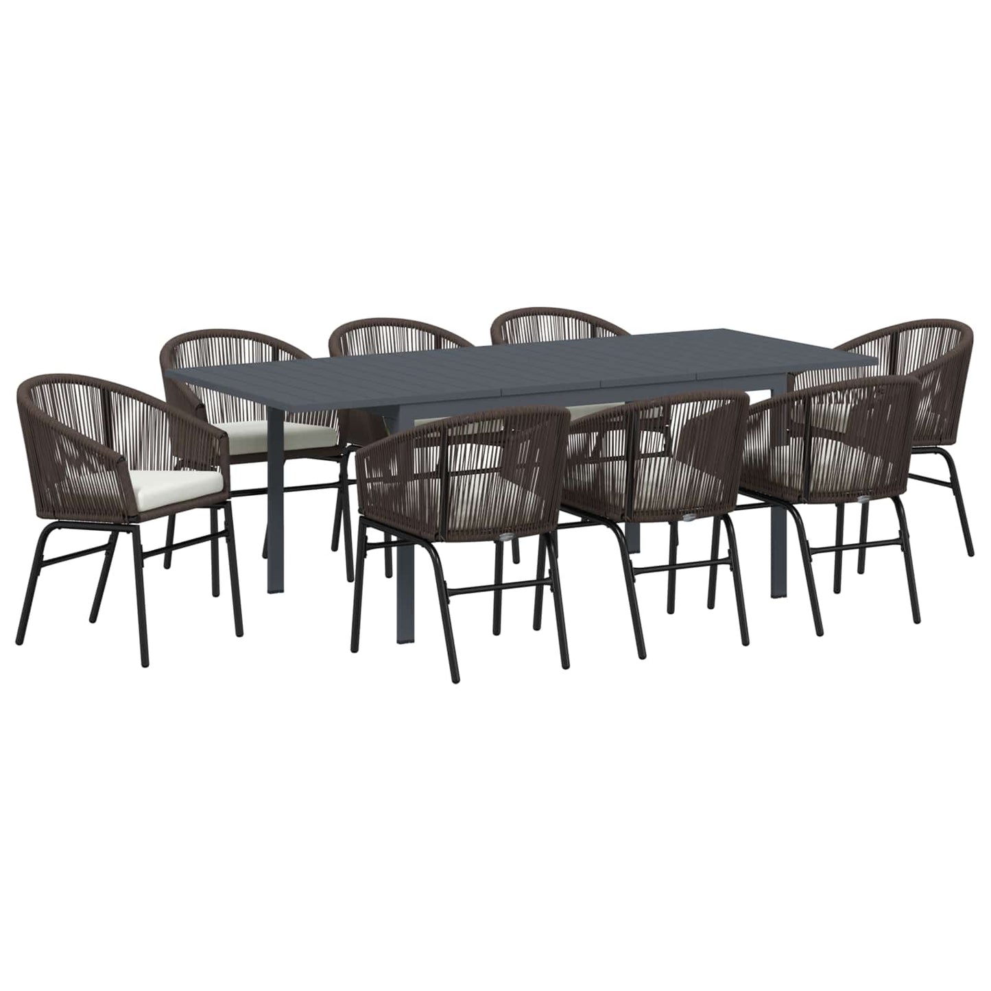 Set da Pranzo per Giardino 9 pcs Marrone polyrattan
