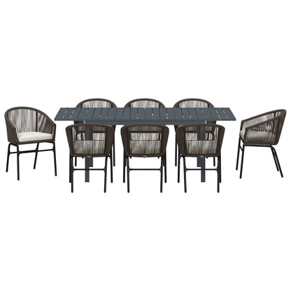 Set da Pranzo per Giardino 9 pcs Marrone Poly Rattan - homemem39