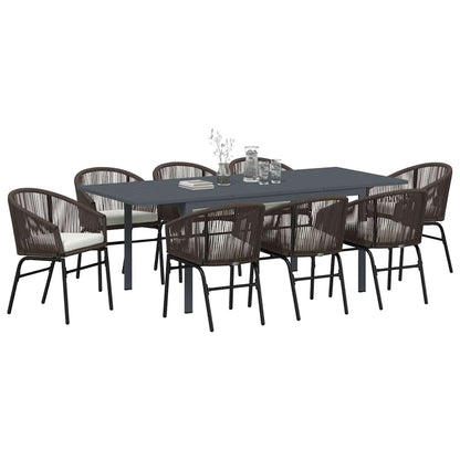 Set da Pranzo per Giardino 9 pcs Marrone Poly Rattan - homemem39
