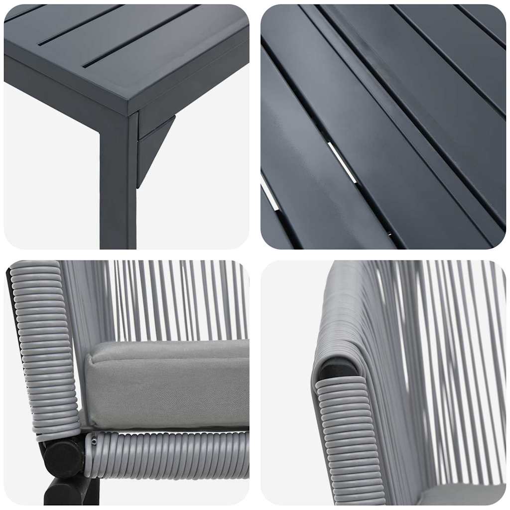 Set da Pranzo per Giardino 9 pcs Grigio Poly Rattan - homemem39