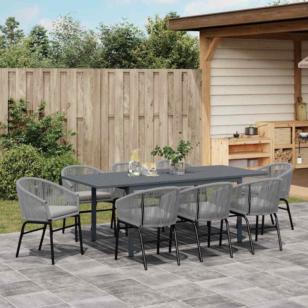 Set da Pranzo per Giardino 9 pcs Grigio Poly Rattan - homemem39