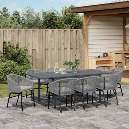 Set da Pranzo per Giardino 9 pcs Grigio polyrattan