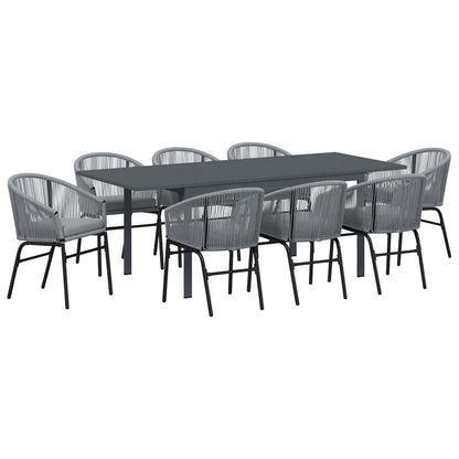 Set da Pranzo per Giardino 9 pcs Grigio Poly Rattan - homemem39