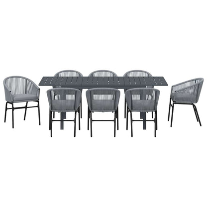 Set da Pranzo per Giardino 9 pcs Grigio Poly Rattan - homemem39