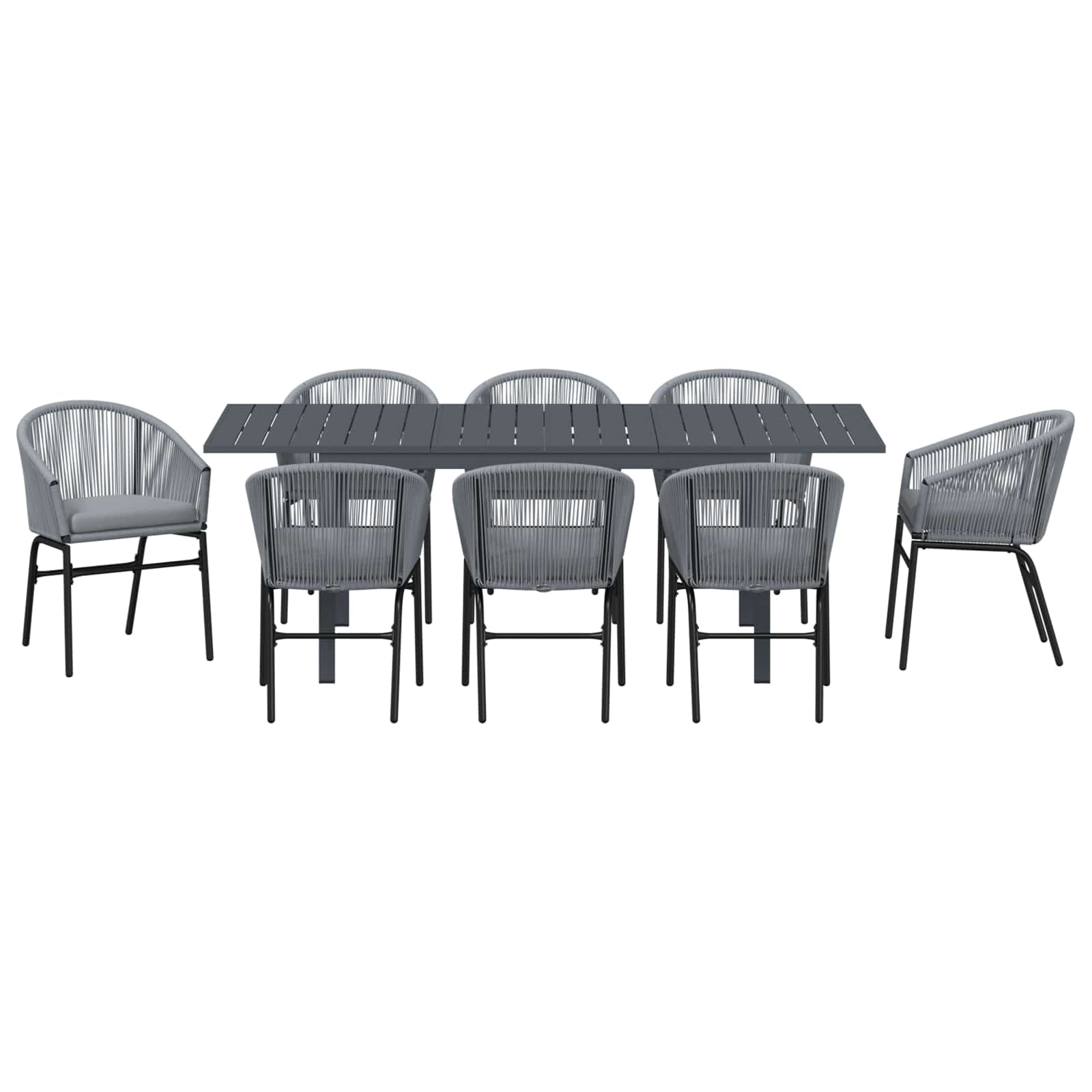 Set da Pranzo per Giardino 9 pcs Grigio polyrattan | homemem39