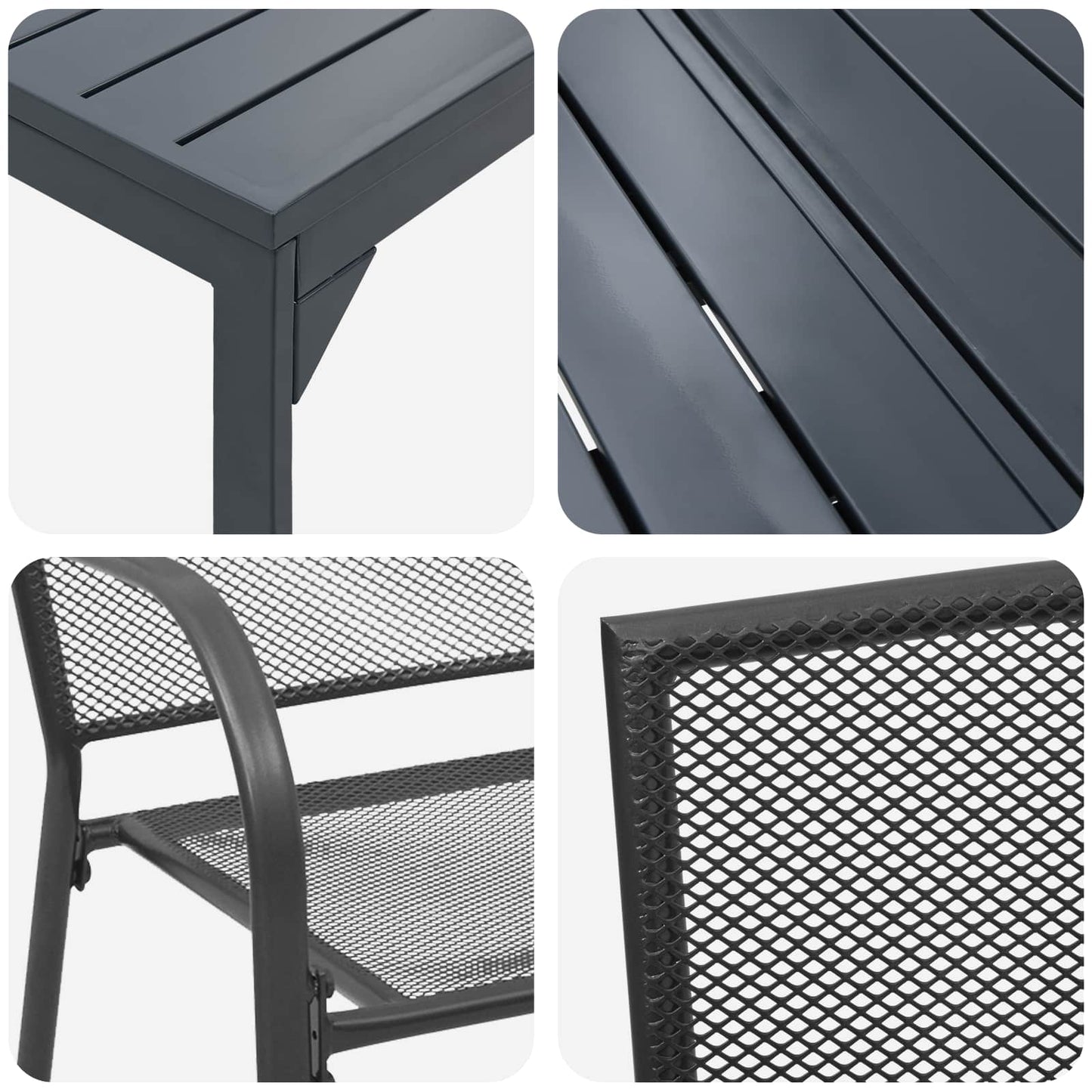 Set da Pranzo per Giardino 9 pcs Antracite Acciaio | homemem39