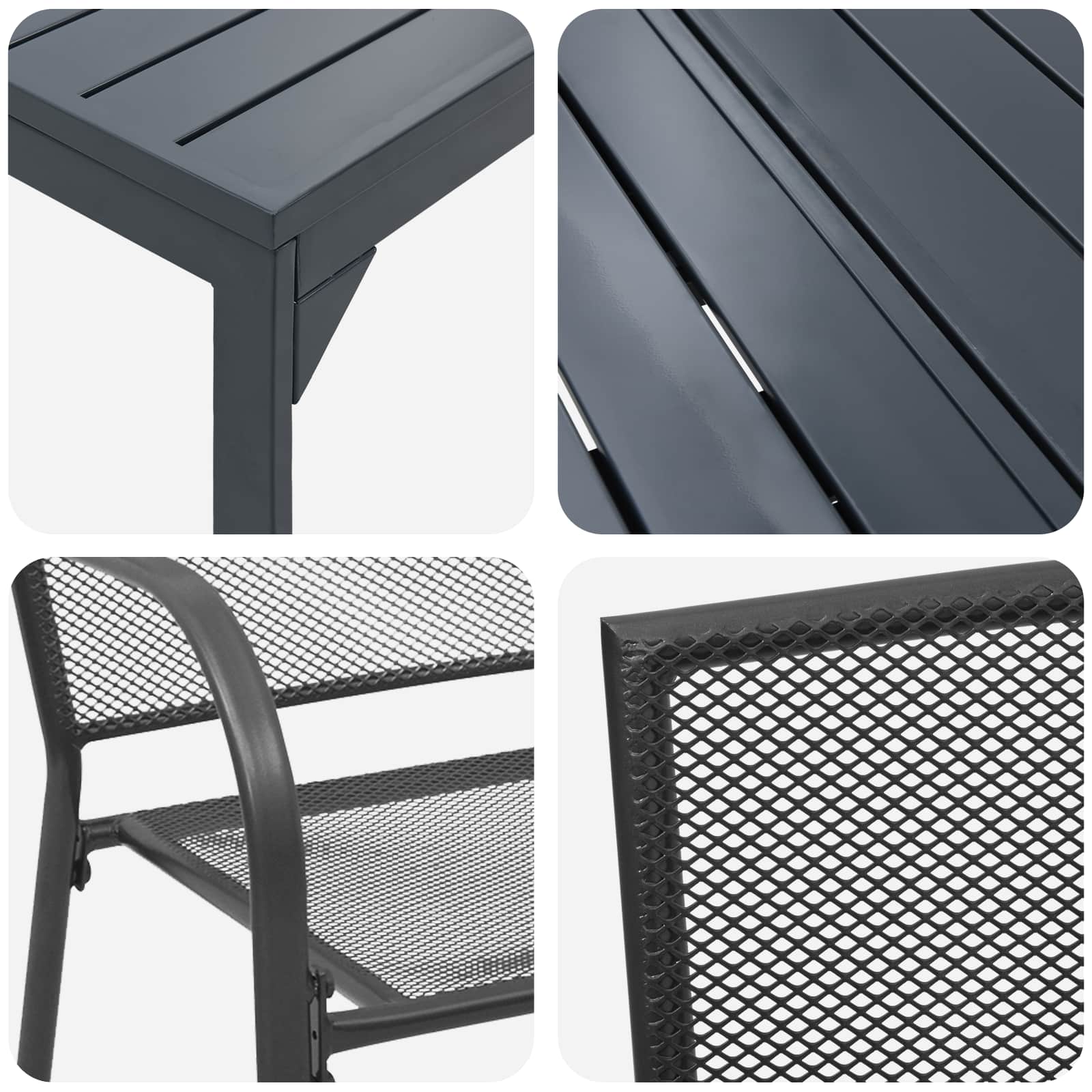 Set da Pranzo per Giardino 9 pcs Antracite Acciaio | homemem39