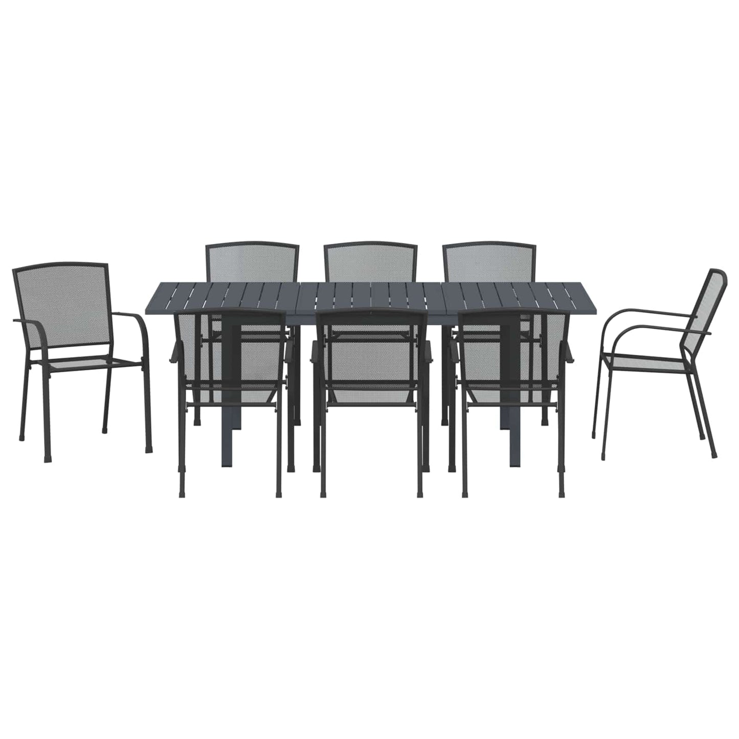 Set da Pranzo per Giardino 9 pcs Antracite Acciaio | homemem39