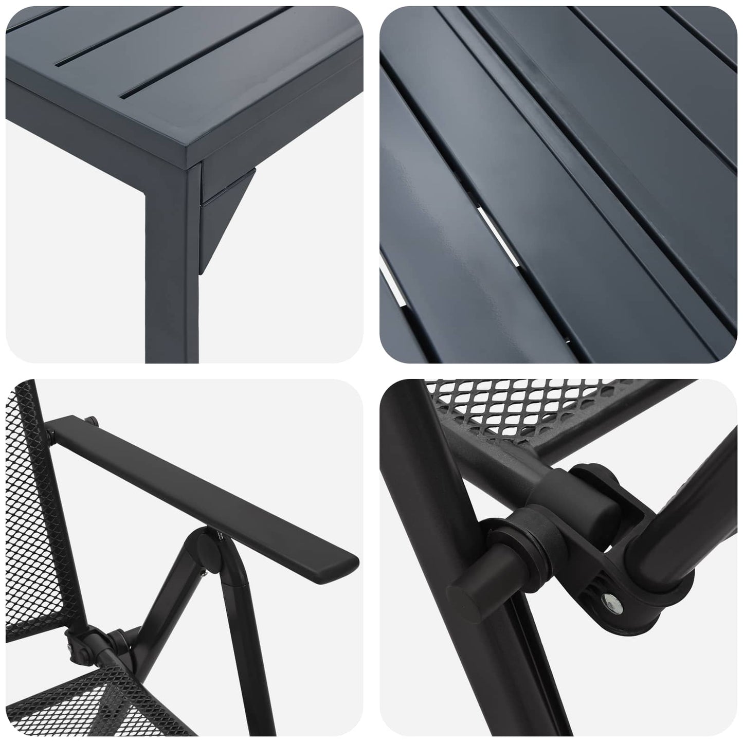 Set da Pranzo per Giardino 9 pcs Antracite Acciaio | homemem39