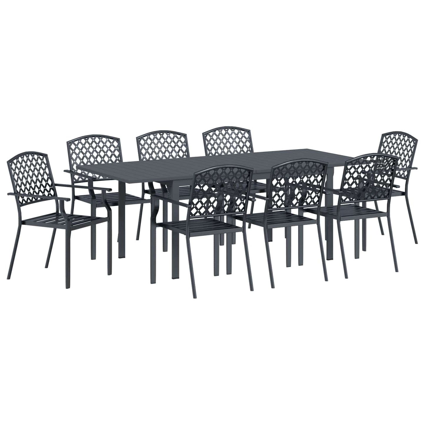 Set da Pranzo per Giardino 9 pcs Antracite Acciaio | homemem39