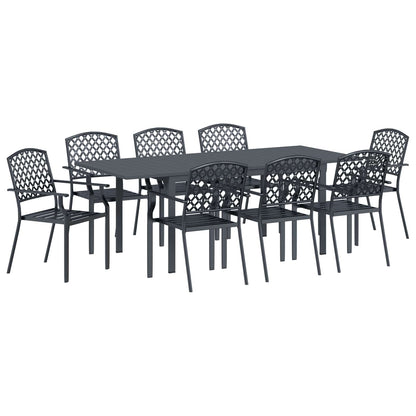 Set da Pranzo per Giardino 9 pcs Antracite Acciaio | homemem39