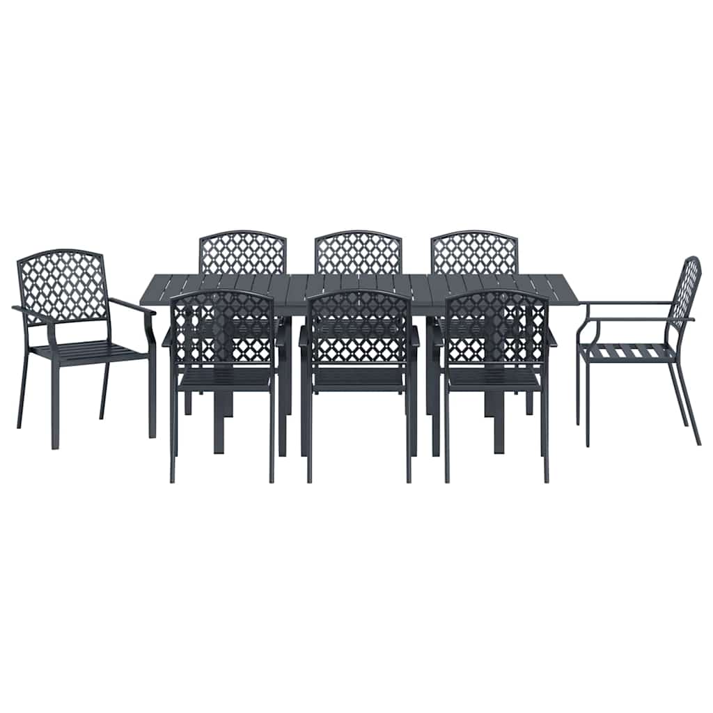 Set da Pranzo da Giardino Regolabile 9 pcs Acciaio - homemem39