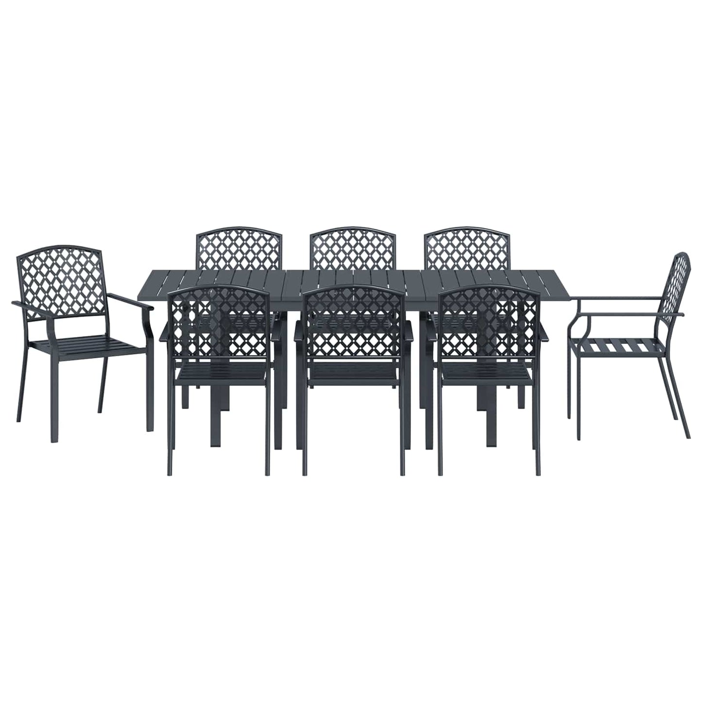 Set da Pranzo per Giardino 9 pcs Antracite Acciaio | homemem39