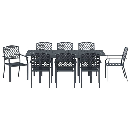 Set da Pranzo per Giardino 9 pcs Antracite Acciaio | homemem39