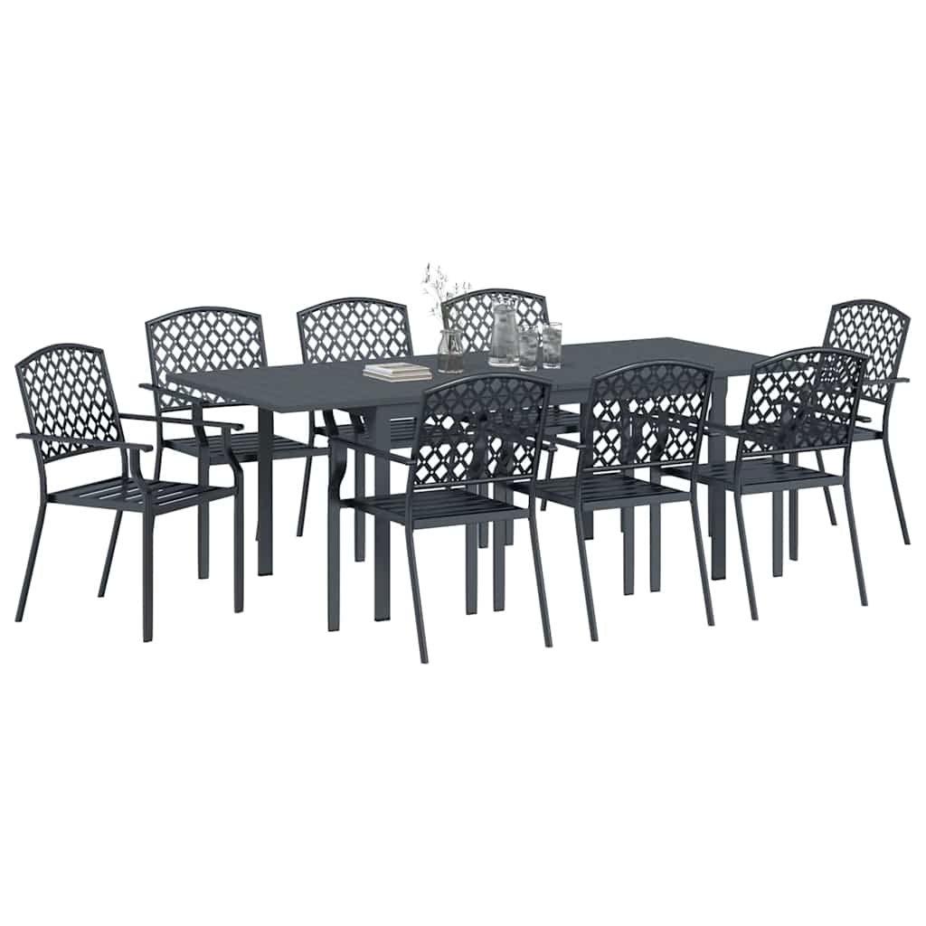 Set da Pranzo da Giardino Regolabile 9 pcs Acciaio - homemem39