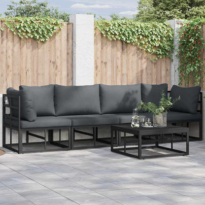 Set Divano da Giardino 4 pcs Nero Metallo | homemem39