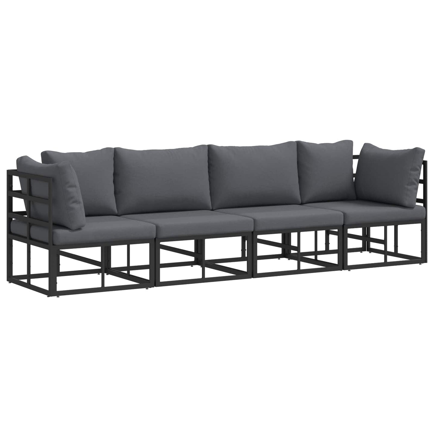 Set Divano da Giardino 4 pcs Nero Metallo | homemem39
