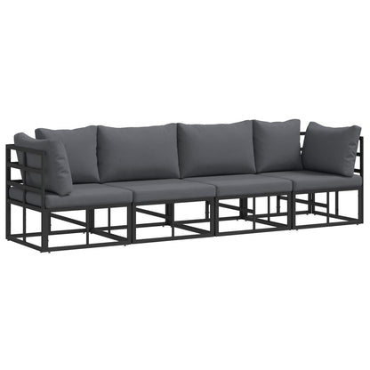 Set Divano da Giardino 4 pcs Nero Metallo | homemem39