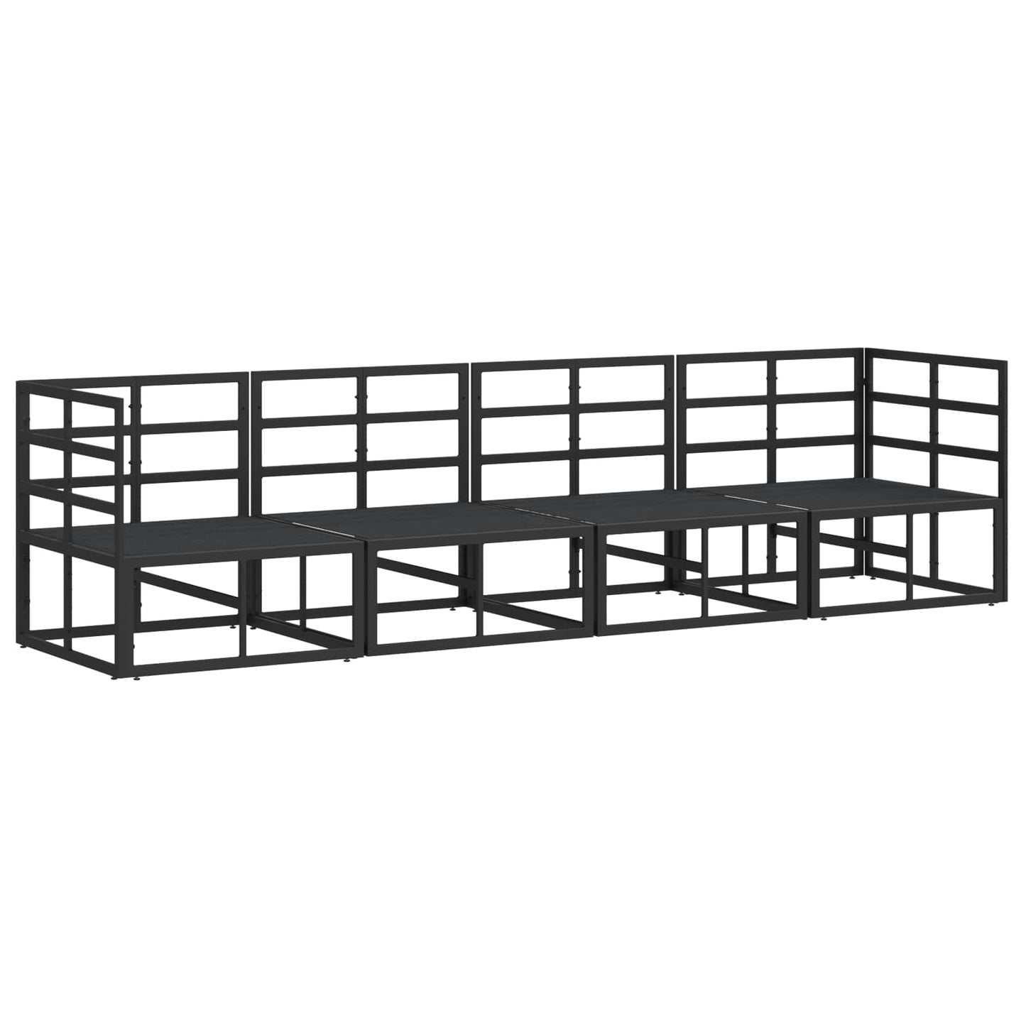 Set Divano da Giardino 4 pcs Nero Metallo | homemem39