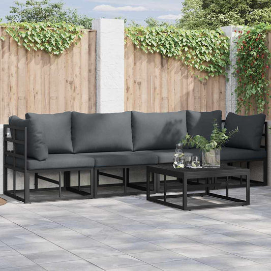 Set Divano da Giardino 5 pcs Nero Metallo | homemem39