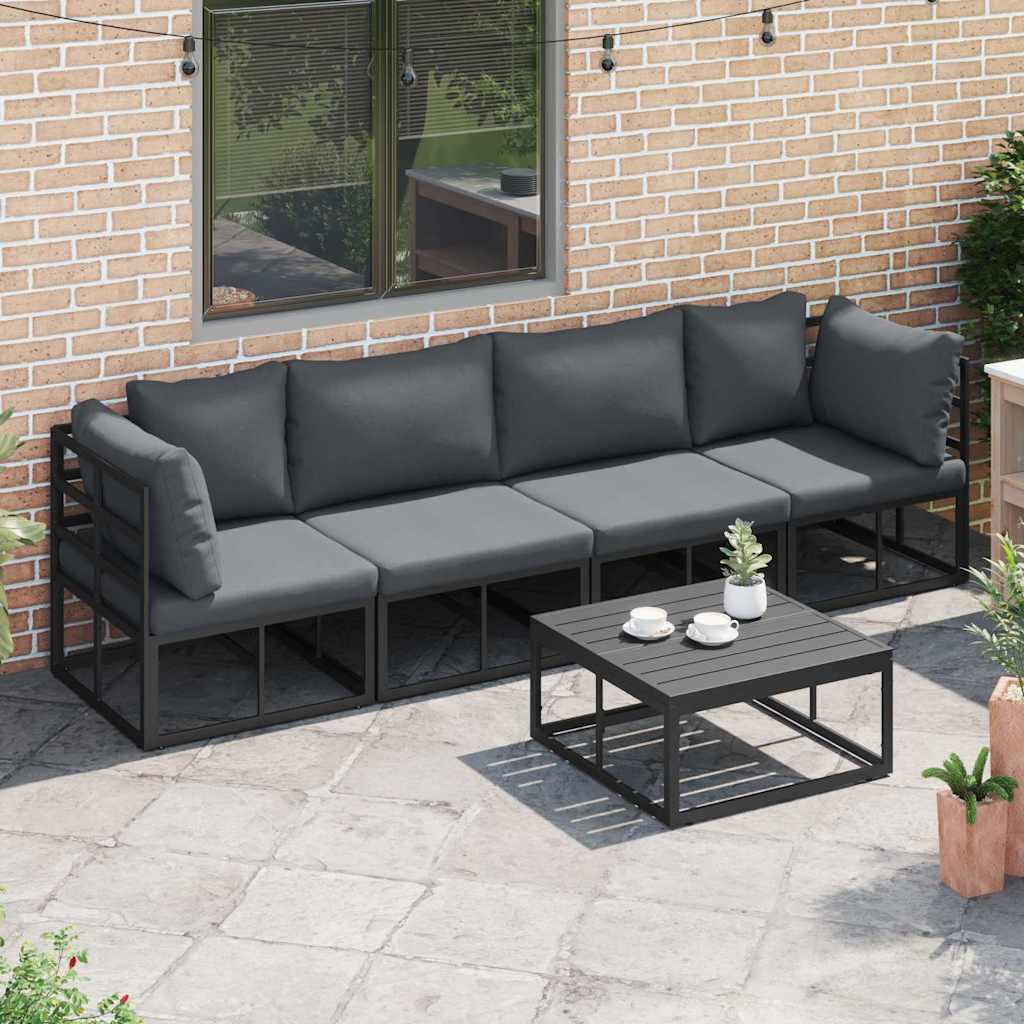 Set Divano da Giardino 5 pcs Nero Metallo | homemem39