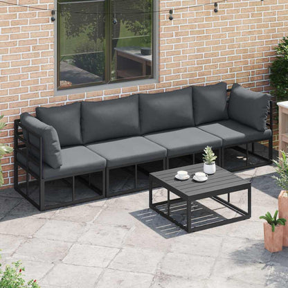Set Divano da Giardino 5 pcs Nero Metallo | homemem39