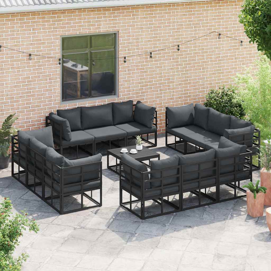 Set Divano da Giardino 12 pcs Nero Metallo | homemem39